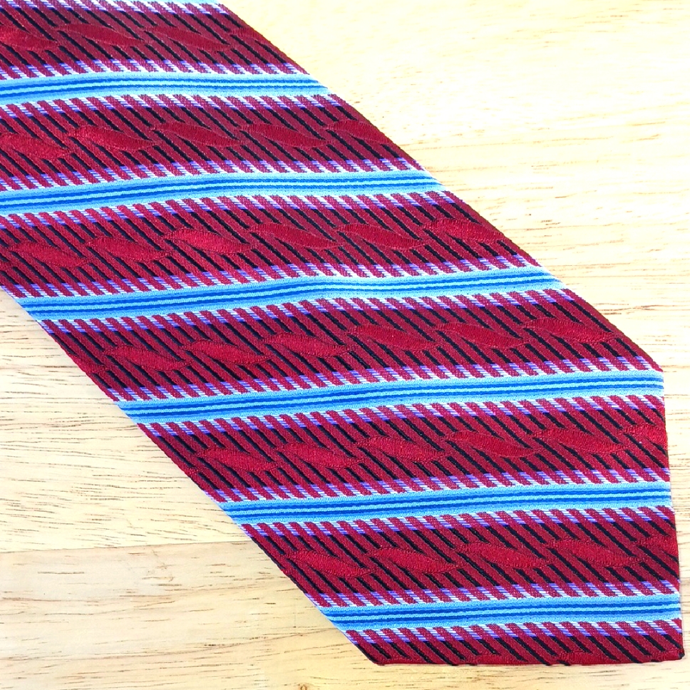 Joseph  Feiss Red And Blue Striped Silk Tie